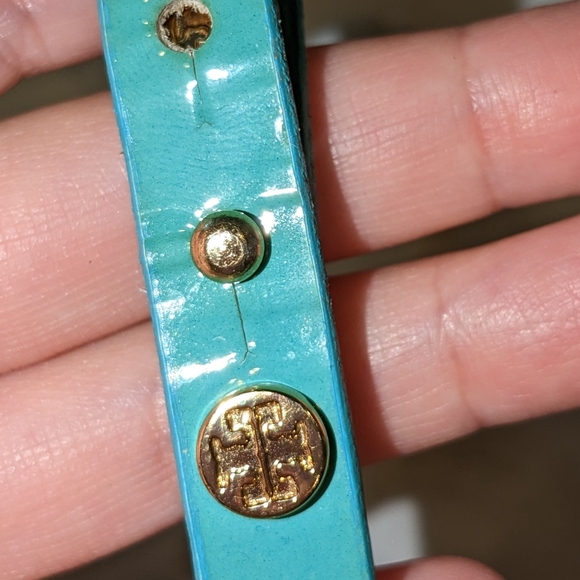 Teal Double Logo studded Leather Wrap Bracelet - Picture 4 of 5